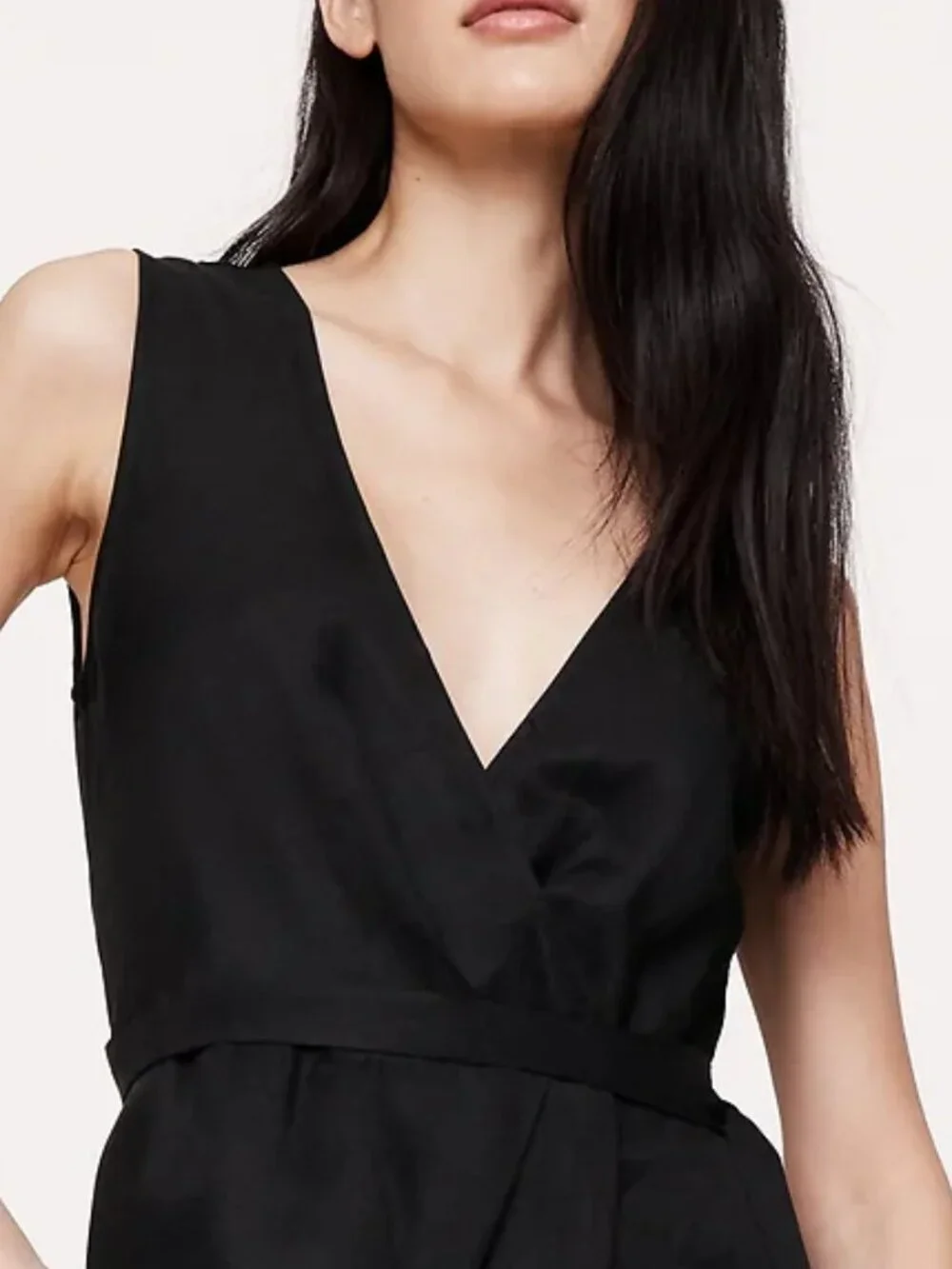 NWT Banana Republic Black Linen-Viscose Wide-Leg Wrap-Front Jumpsuit L